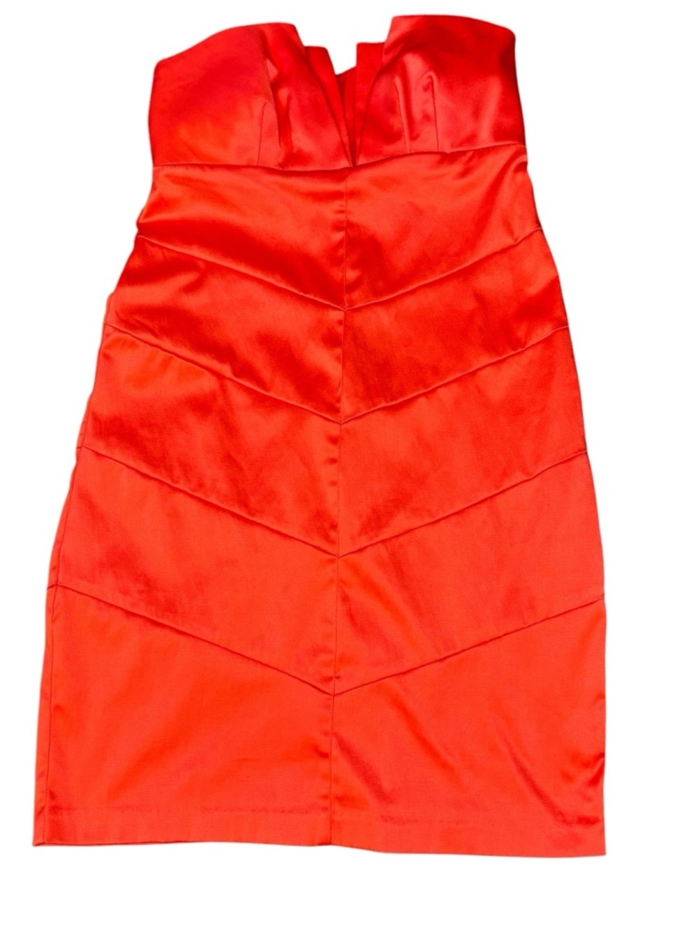 Charlotte Russe Dress, Bright Coral Red Strapless Satin Mini, Dress, Size 2